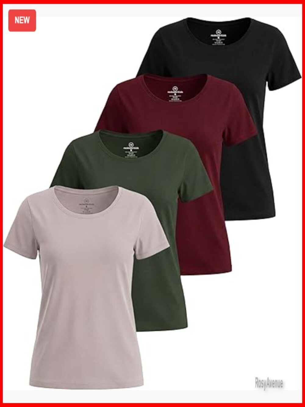 4 Pack Women's Cotton Short Sleeve Scoop Neck T-Shirts